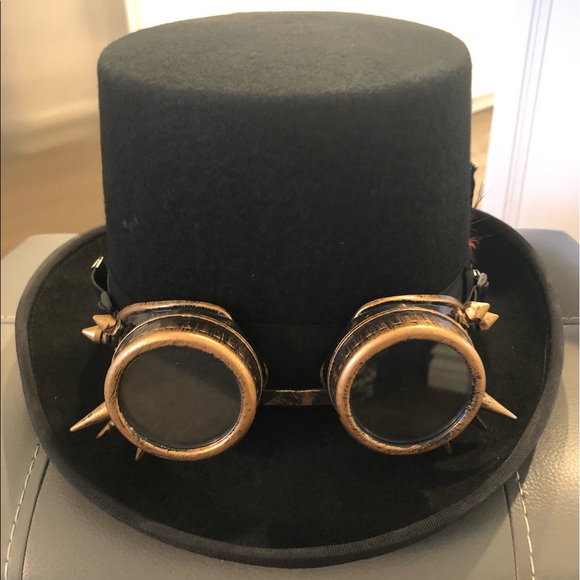 Hats in the Belfry Accessories - Steampunk top hat with removable goggles